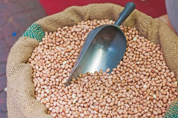 close up pile of seeds of raw ground nut