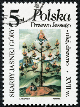 stamp printed in Poland shows draw by Hedrich