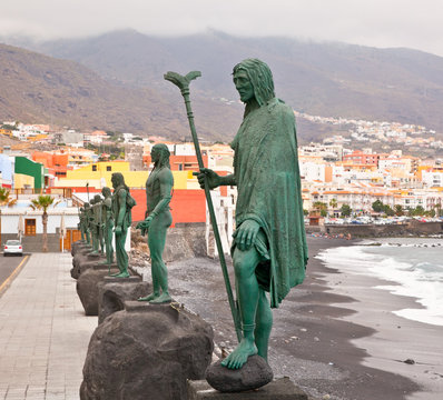 Guanches indians statues in Candelaria, Tenerife