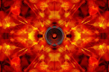 Audio speaker on a groovy background