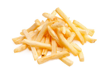 French fries on a white background