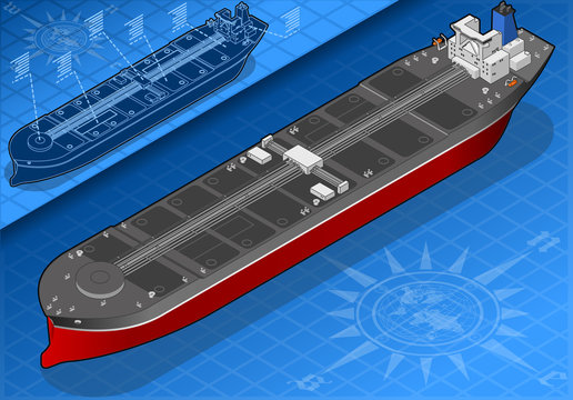 Isometric oil tanker in front view