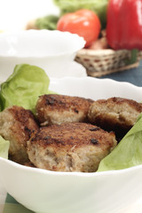 Meatballs and lettuce