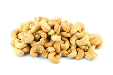 cashew nuts on white background