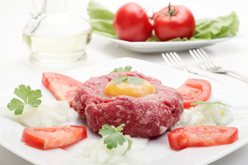 Steak Tartare. Selective focus