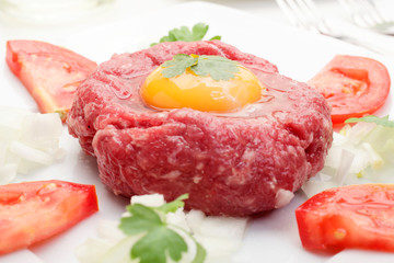 Steak Tartare. Selective focus