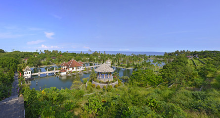 Panorama of Taman Ujung water palace on Bali