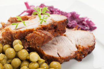 Roast pork. Selective focus.