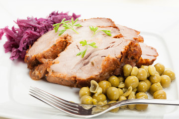 Roast pork. Selective focus.