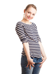 Fototapeta premium Waist up portrait of young blond woman