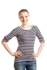Obraz premium Waist up portrait of young blond woman