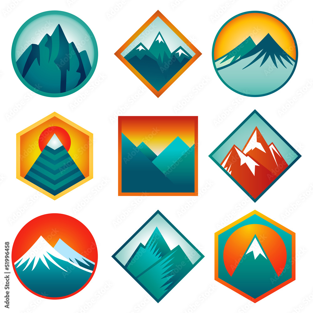 Poster vector set with abstract logos - mountains