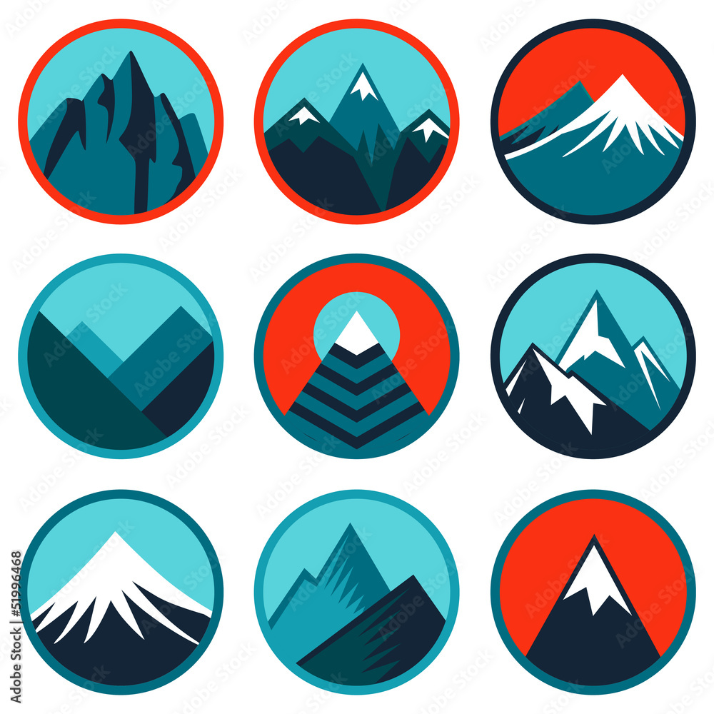 Poster vector set with abstract logos - mountains