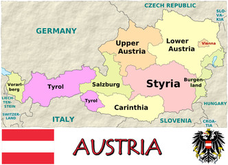 Austria Europe emblem map symbol administrative divisions