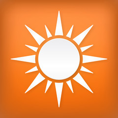Paper white sun on orange background