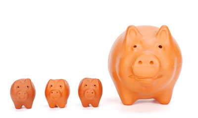Small piggy banks near big one