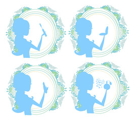 Make-up girl icon set