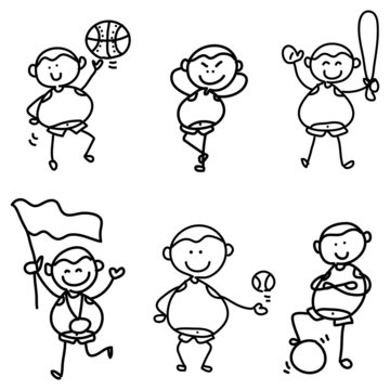 cartoon hand drawing sport icon
