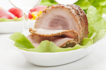 Bacon roulade. Selective focus