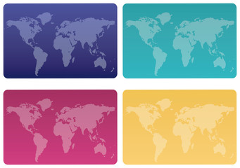 Credit cards with world map