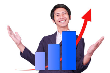Male is successful arrow up graph