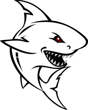 angry shark cartoon sketch
