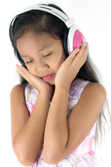 Girl wearing headphones.