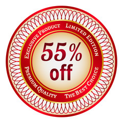 Label on 55 percent discount