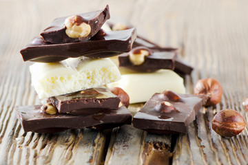 stack of chocolate with nuts