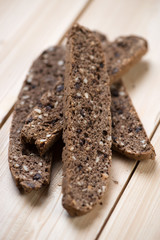 Still life food: biscotti with cinnamon, chocolate and nuts