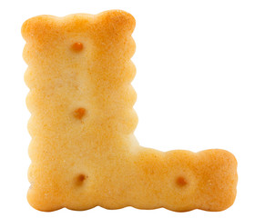 Letter L cracker alphabet isolated on white