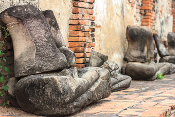 Buddha carved ancient Ayutthaya period in thailand