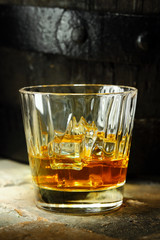 Close up of a glass of whiskey