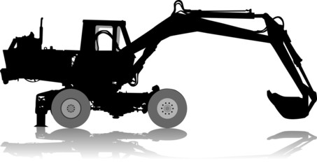Vector silhouette of a tractor of road service
