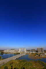 bridge across a river, city Scenery