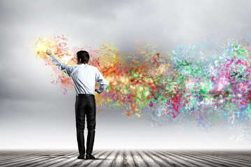 Man painting splashes