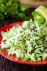 Fresh coleslaw and chopped herbs