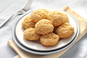 Homemade sweet cookies with sesame seeds