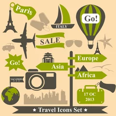 Washable wall murals Doodle Travel icons