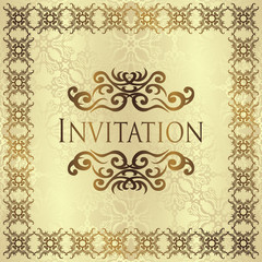 Seamless damask background with a frame. Retro style