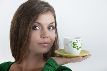 Beautiful woman with a cup