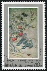stamp printed in DPR KOREA shows Chinese Painting