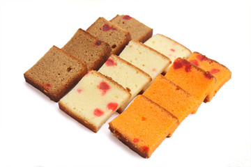 multiple fruit cakes in set