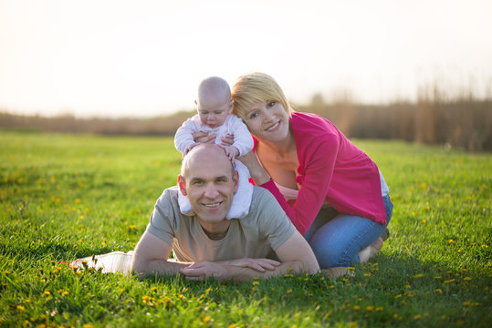 happy family having fun outdoors