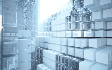 Abstract interior of glass blocks