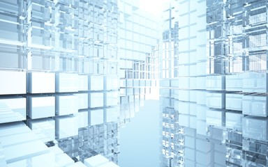 Abstract interior of glass blocks