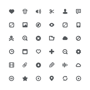 36 icons for file features and options
