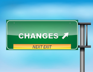 Highway sign with "Changes" text