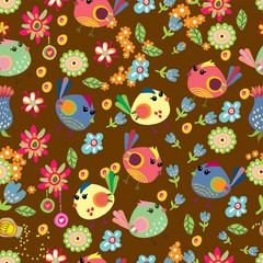 Seamless cartoon Background with color Birds