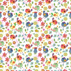 Seamless cartoon Background with color Birds